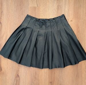 Miss Wu By Jason Wu Pleated Black Leather Mini Skirt Size 8